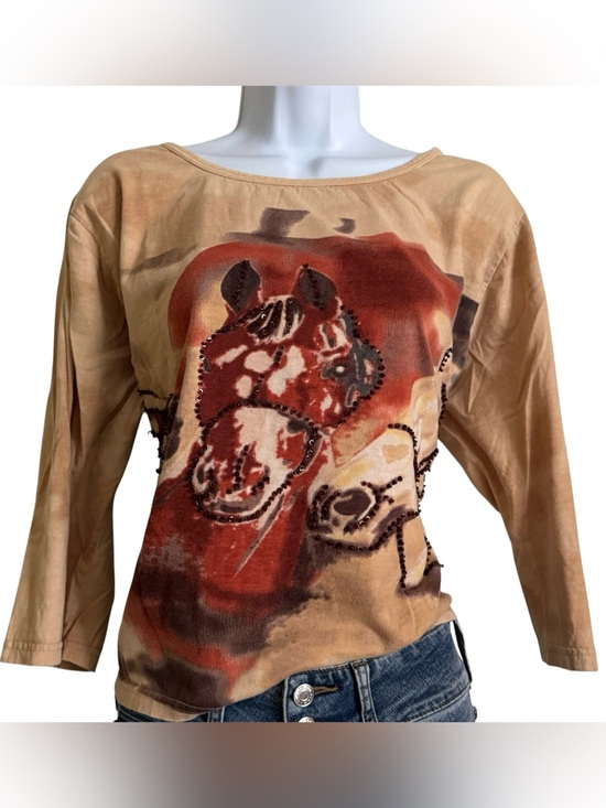 Take Two Tops - Vintage Take Two Clothing Co Horse Graphic Top XL Sequined Y2K Western
